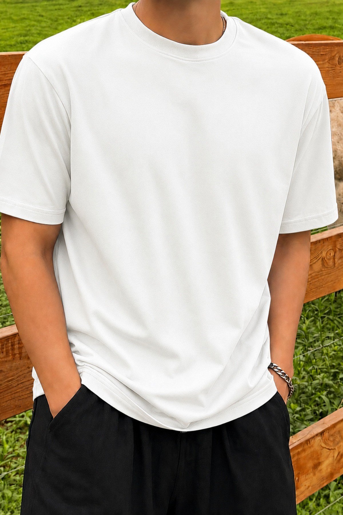 Tarz CoolT-shirtTC-RGL-2IP-026-Siyah-SErkek Regular Fit Bisiklet Yaka Basic Tişört 2 İplik Şardonsuz %100 Pamuk Günlük Rahat T-Shirt