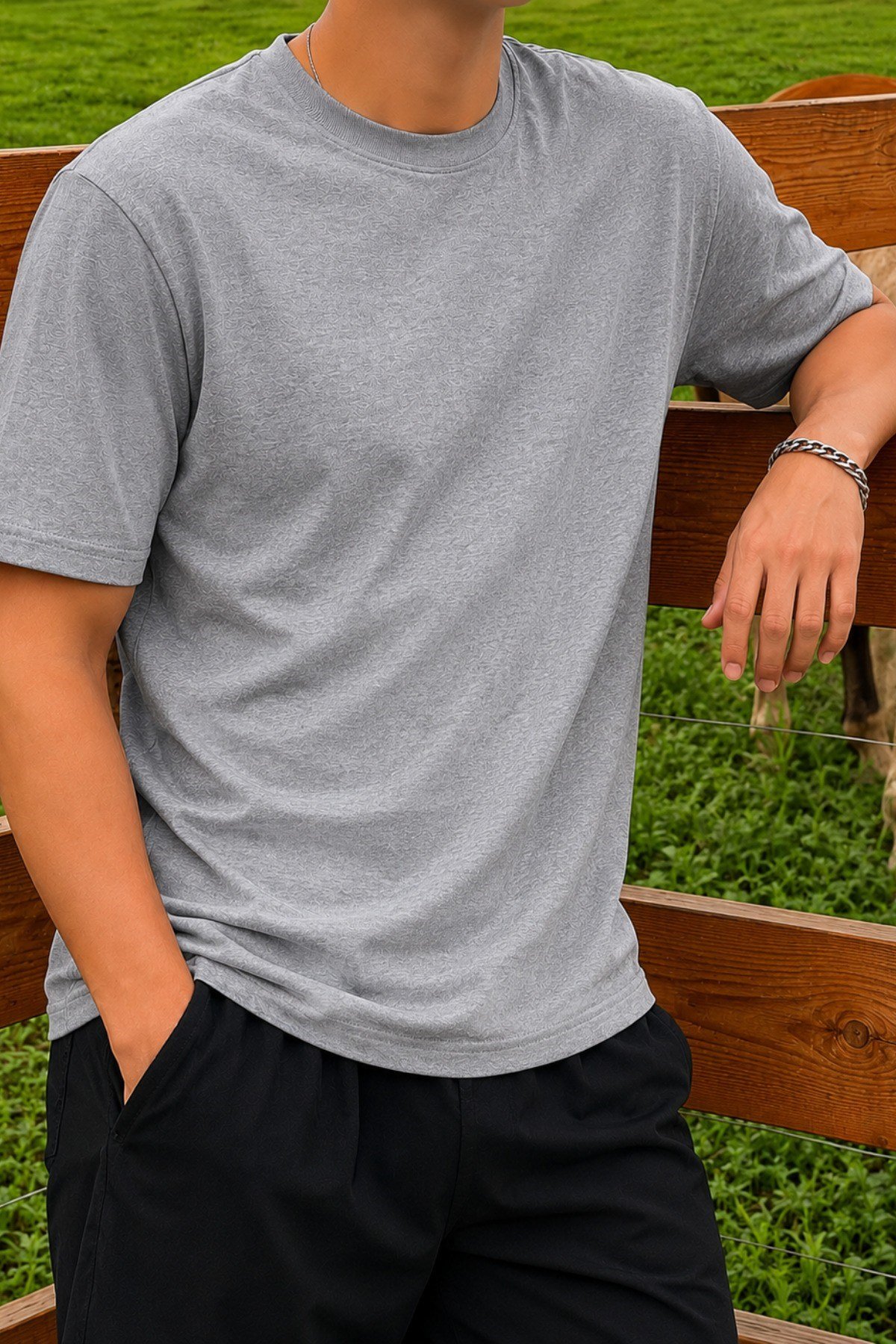 Tarz CoolT-shirtTC-RGL-2IP-026-Siyah-SErkek Regular Fit Bisiklet Yaka Basic Tişört 2 İplik Şardonsuz %100 Pamuk Günlük Rahat T-Shirt