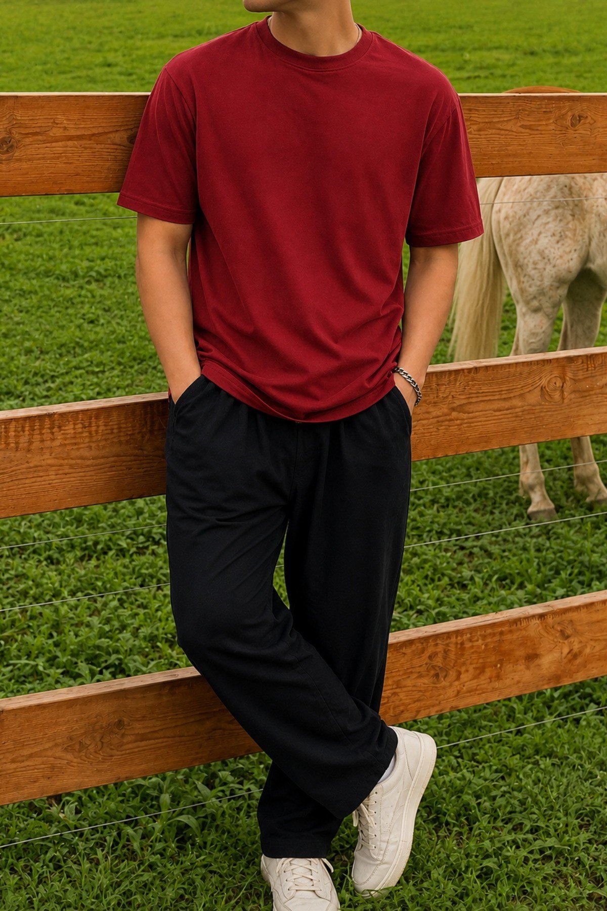 Tarz CoolT-shirtTC-RGL-2IP-026-Siyah-SErkek Regular Fit Bisiklet Yaka Basic Tişört 2 İplik Şardonsuz %100 Pamuk Günlük Rahat T-Shirt