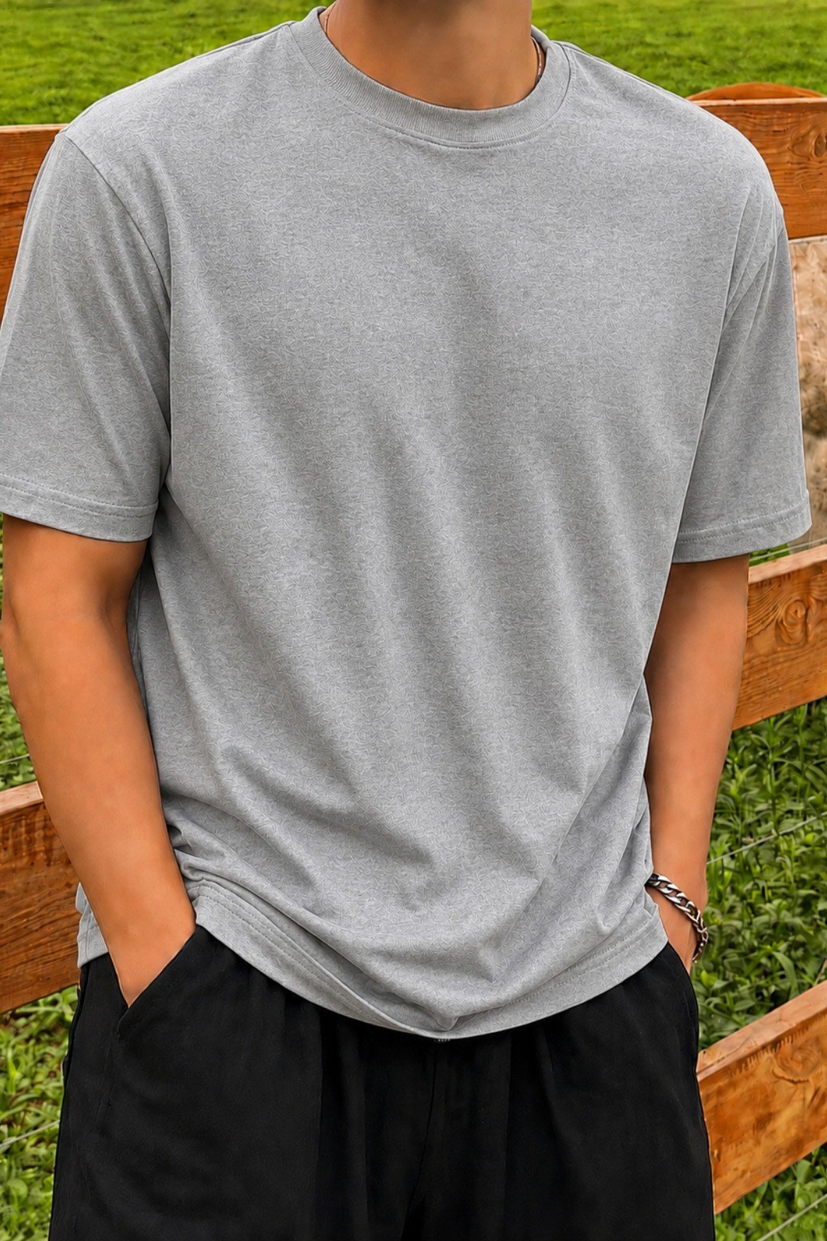 Tarz CoolT-shirtTC-RGL-2IP-026-Siyah-SErkek Regular Fit Bisiklet Yaka Basic Tişört 2 İplik Şardonsuz %100 Pamuk Günlük Rahat T-Shirt