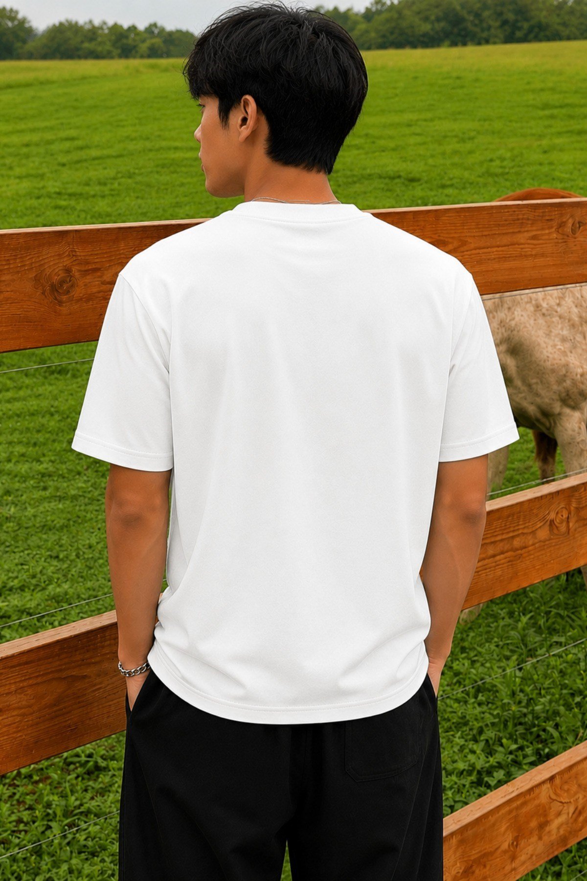 Tarz CoolT-shirtTC-RGL-2IP-026-Siyah-SErkek Regular Fit Bisiklet Yaka Basic Tişört 2 İplik Şardonsuz %100 Pamuk Günlük Rahat T-Shirt