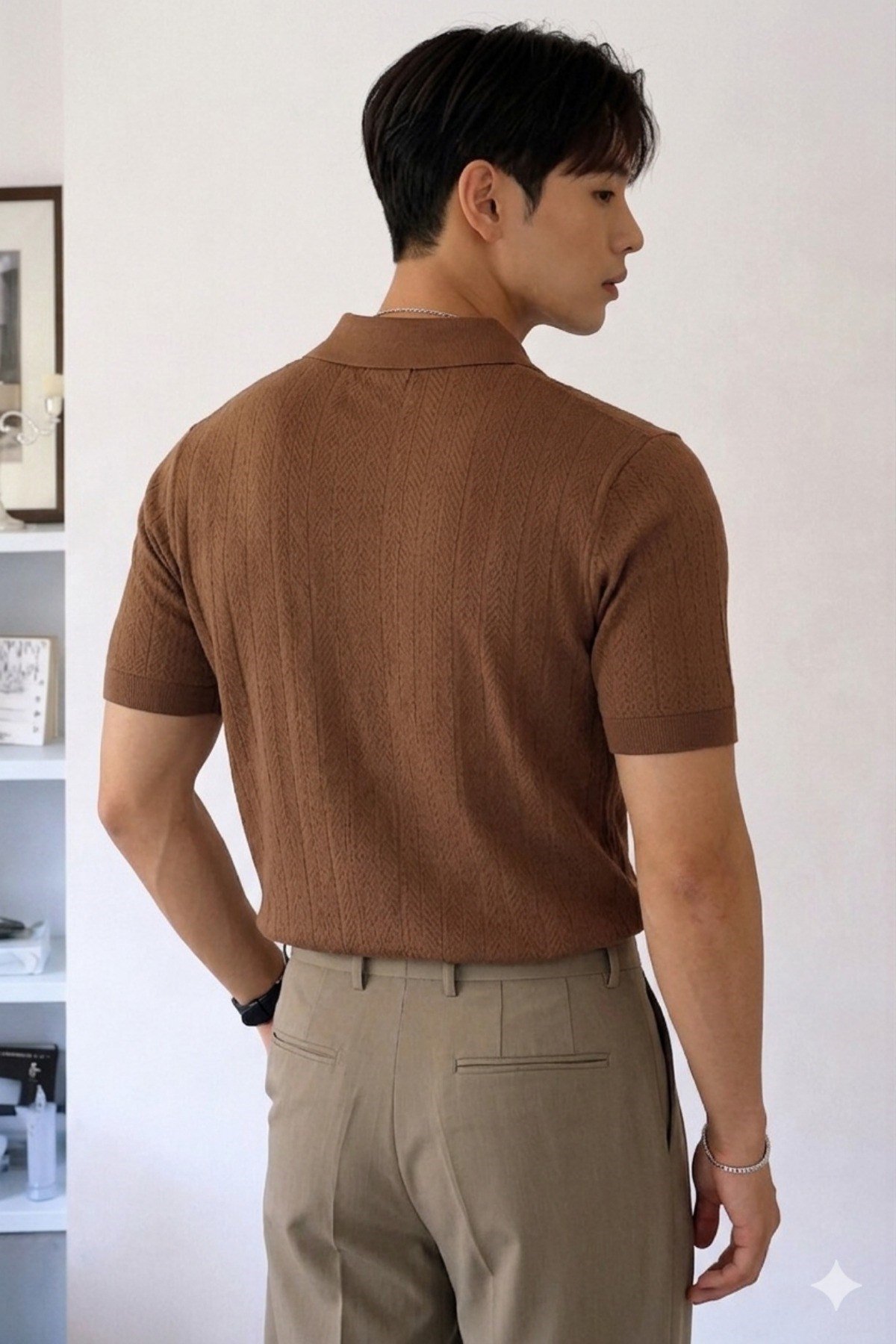 Tarz CoolT-shirtTC-TRK-2419-BY-LErkek Triko Polo Yaka Tişört Slim İnce Dokulu Şık Basic Triko T-Shirt