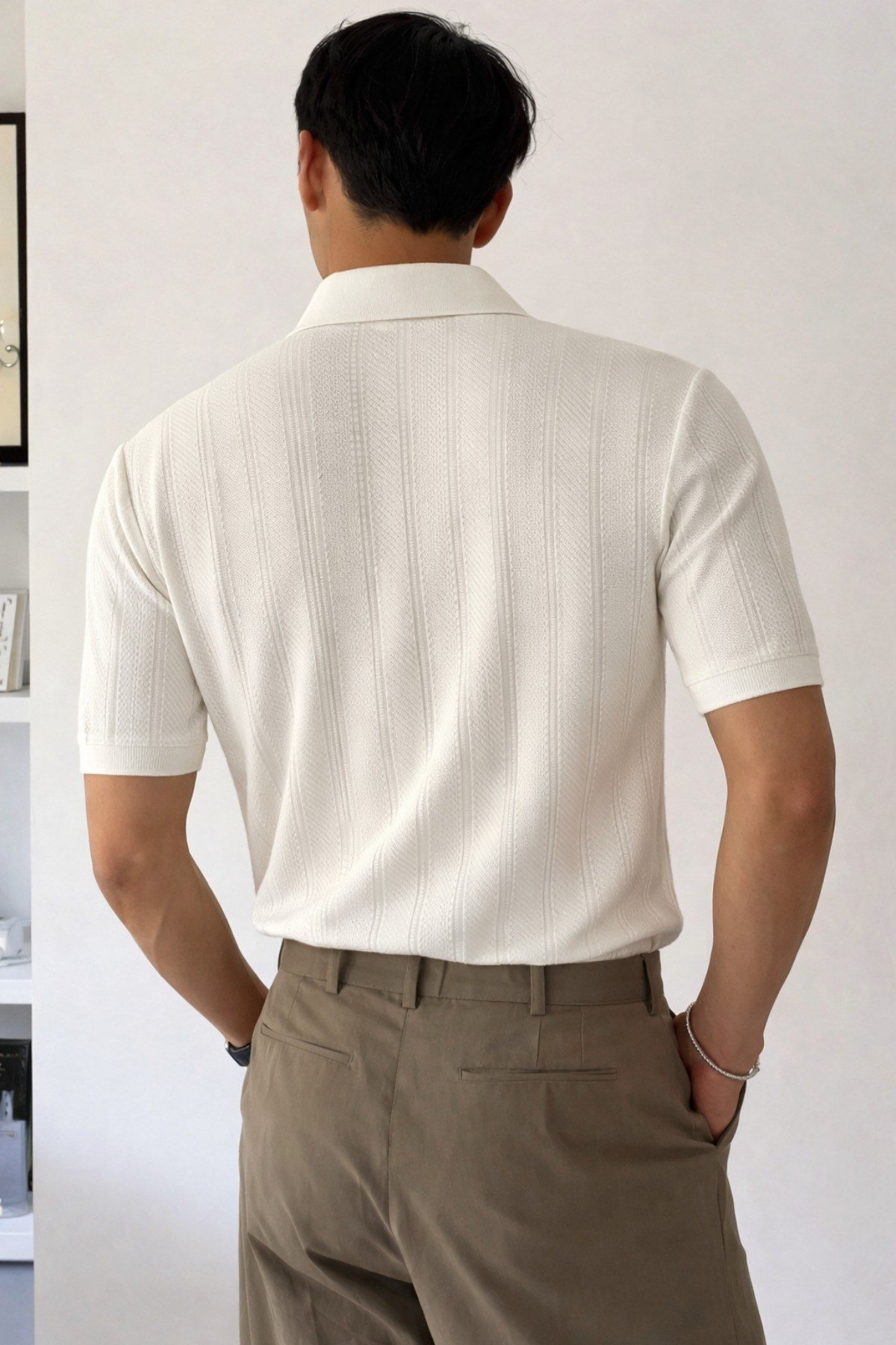 Tarz CoolT-shirtTC-TRK-2419-BY-LErkek Triko Polo Yaka Tişört Slim İnce Dokulu Şık Basic Triko T-Shirt