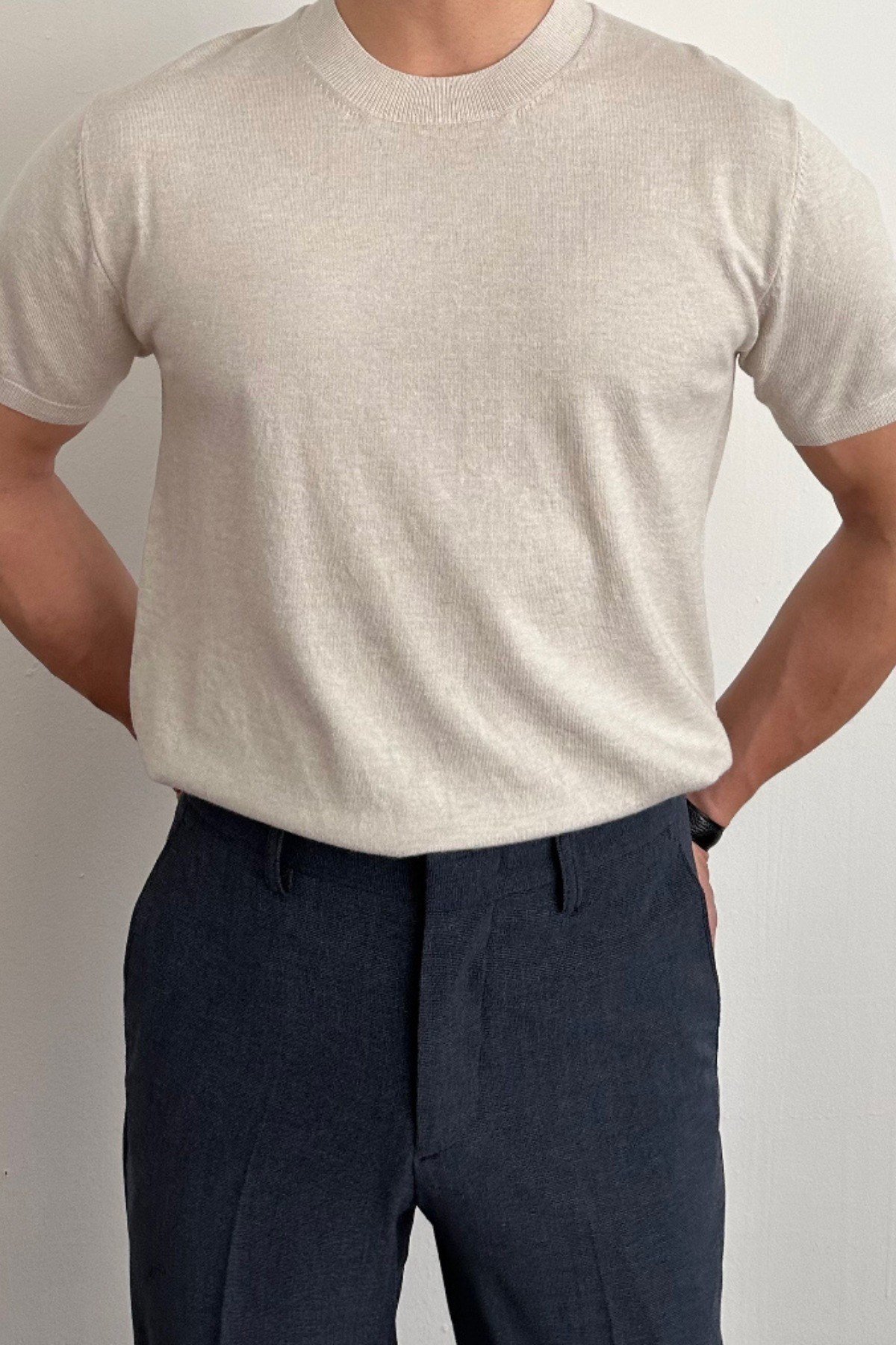 Tarz CoolT-shirtTC19129R05Erkek Slim Fit Bisiklet Yaka Triko T-Shirt