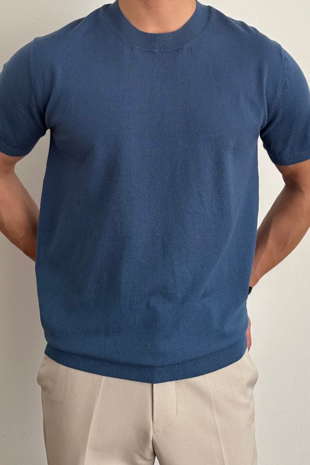 Tarz CoolT-shirtTC19129R05Erkek Slim Fit Bisiklet Yaka Triko T-Shirt