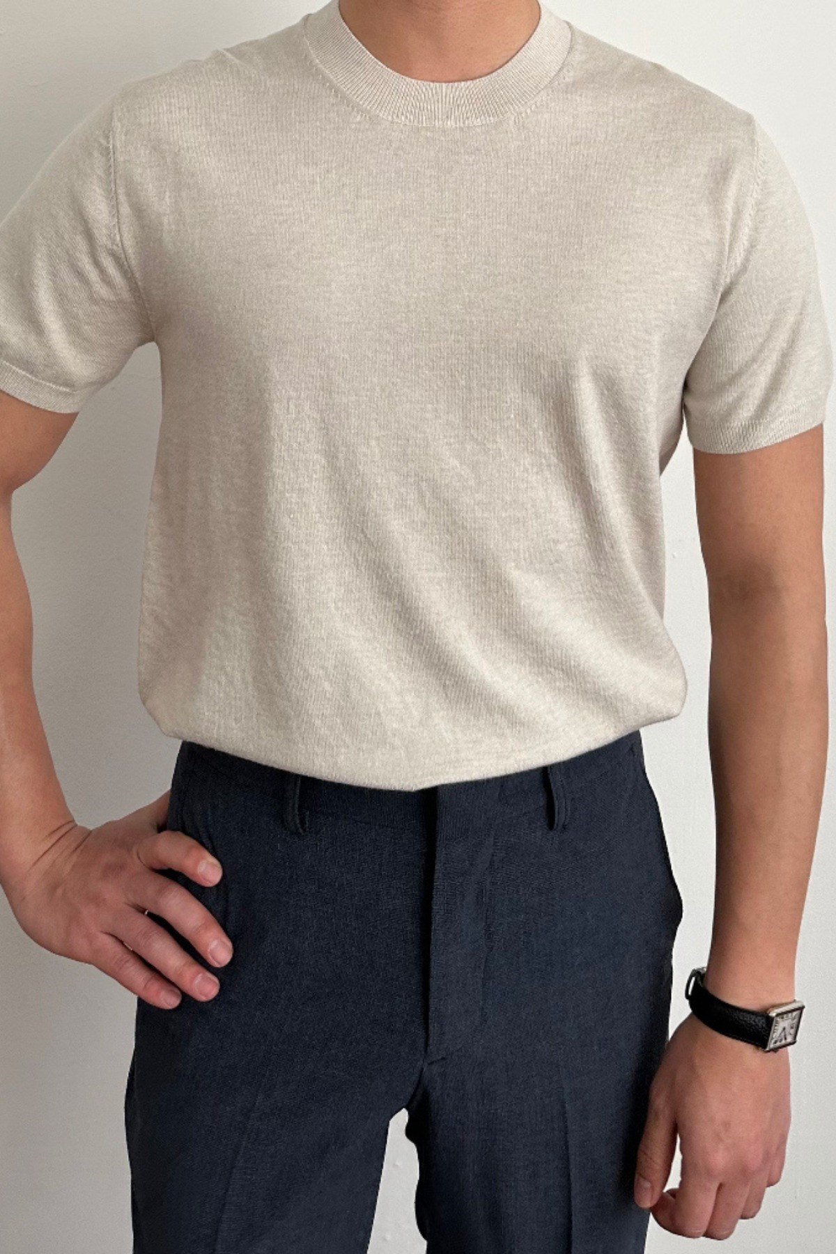Tarz CoolT-shirtTC19129R05Erkek Slim Fit Bisiklet Yaka Triko T-Shirt