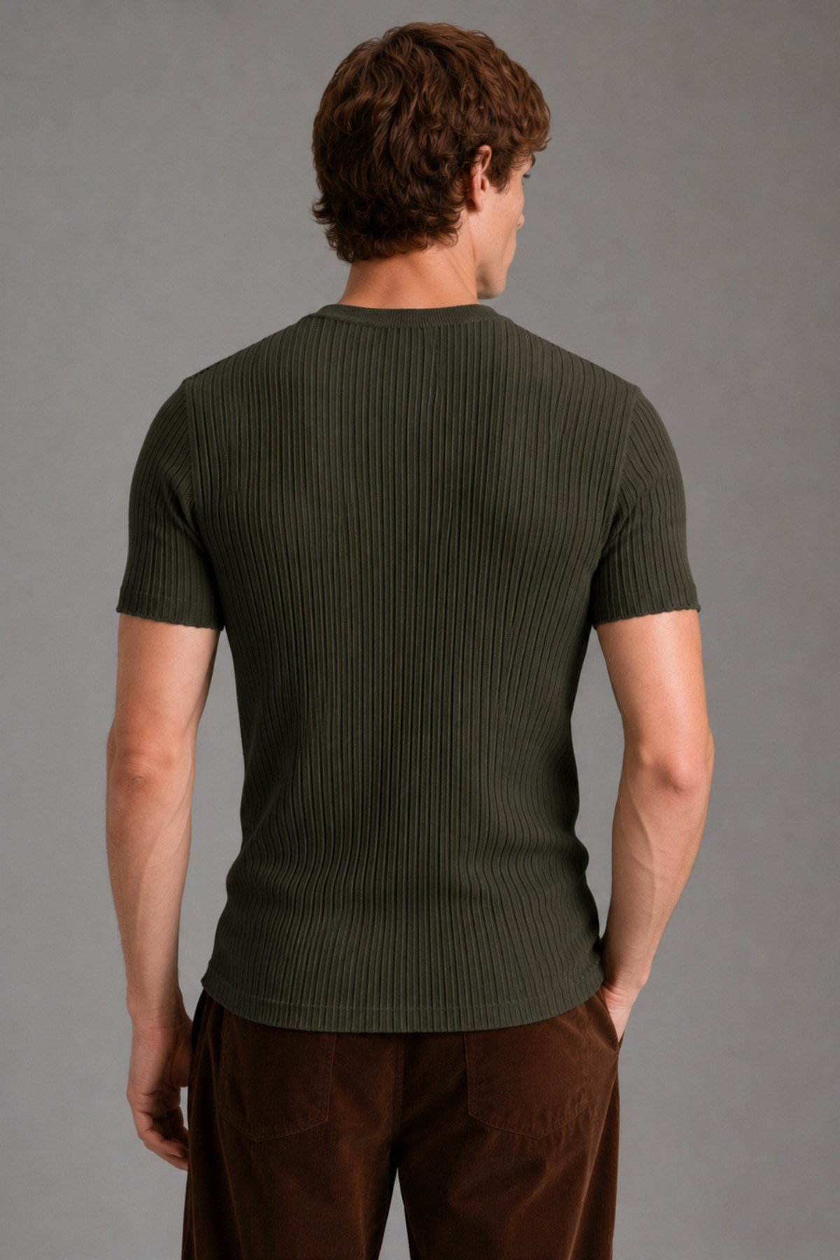 Tarz CoolT-shirtTC25007-Siyah-XLErkek Fitilli Likralı Slim Fit Bisiklet Yaka Tişört