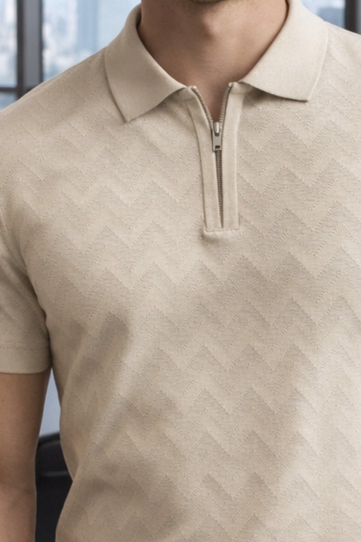 Tarz CoolT-shirtTRZ-FRM-TRK-0001R06-MErkek Slim Fit Fermuarlı Polo Yaka Triko Tişört