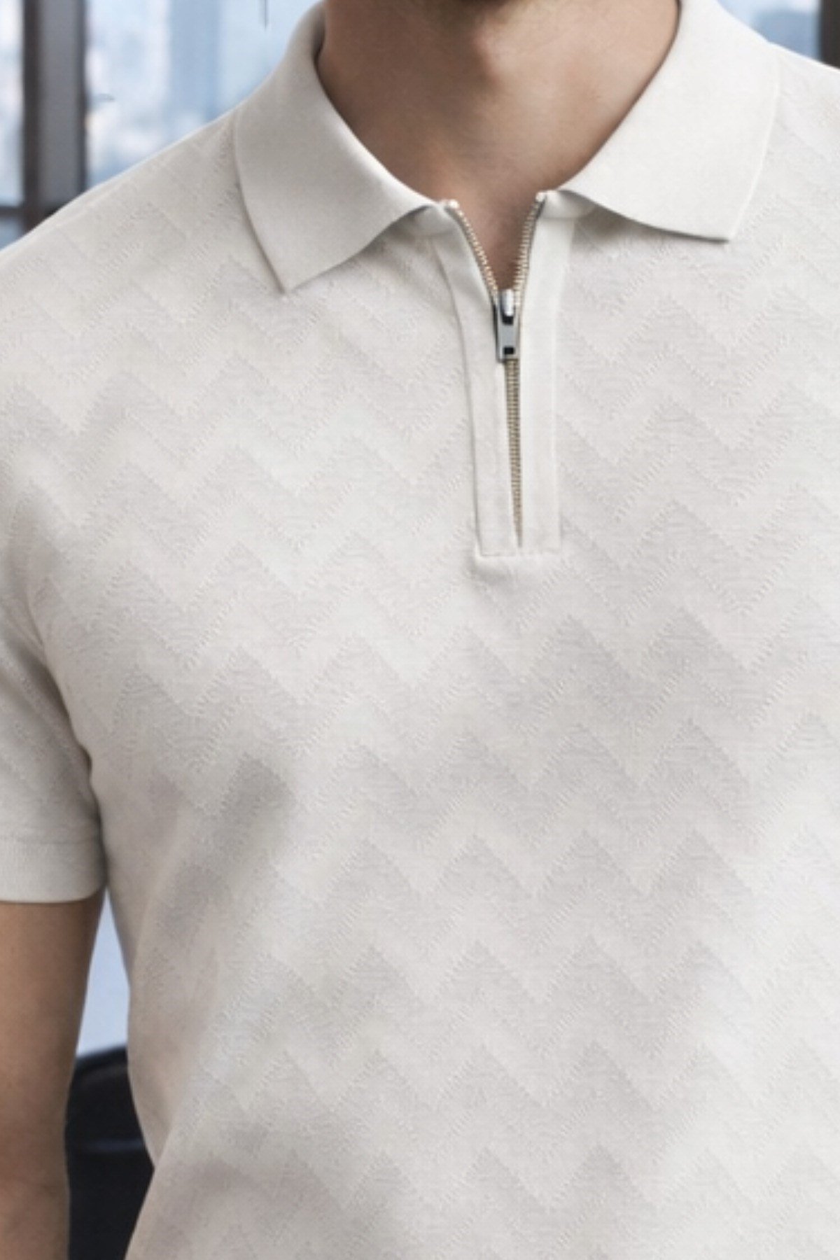 Tarz CoolT-shirtTRZ-FRM-TRK-0001R06-MErkek Slim Fit Fermuarlı Polo Yaka Triko Tişört