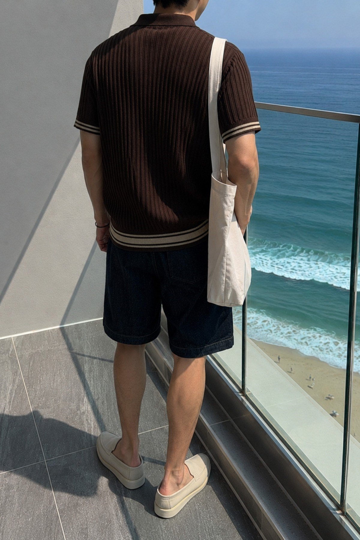 Tarz CoolT-shirtTRZ-OSP-2407-Siyah-XLOversize Fit Çizgili Triko Polo Yaka Erkek Tişört – Ribana Dokulu Premium Yazlık Model