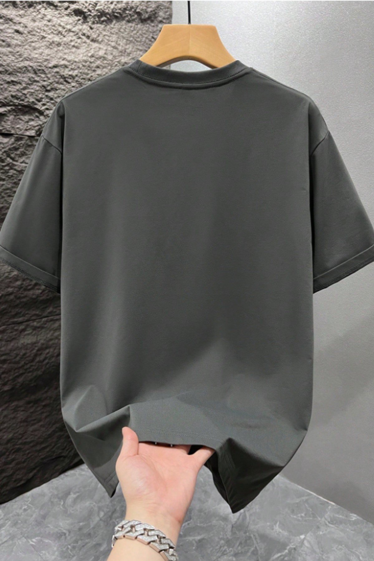 Tarz CoolT-shirtTRZ-OVBS-001-BJ-SErkek %100 Organik Pamuklu Kalın Dokulu Comfort Fit Bisiklet Yakalı T-shirt