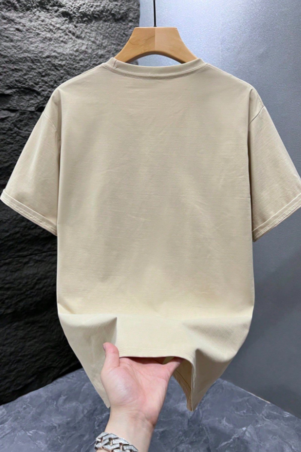 Tarz CoolT-shirtTRZ-OVBS-001-BJ-SErkek %100 Organik Pamuklu Kalın Dokulu Comfort Fit Bisiklet Yakalı T-shirt