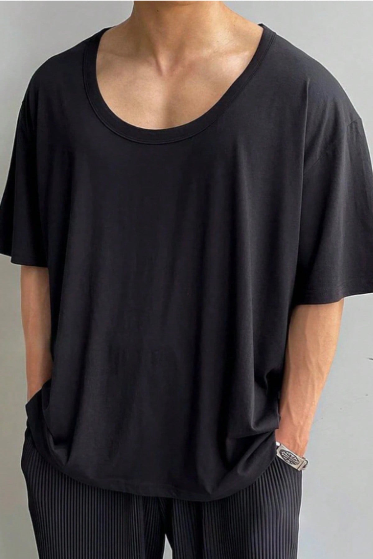 Tarz CoolT-shirtTRZ-OVRSZTST-0001-R01-MErkek Oversize Tişört Bisiklet Yaka Basic Salaş Kesim Günlük Casual Rahat Yazlık T-Shirt