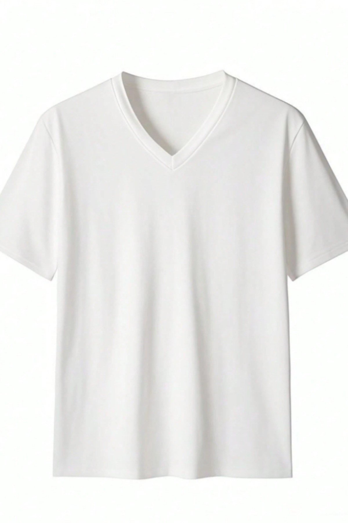 Tarz CoolT-shirtTRZ-VYKTST-026-Lacivert-LErkek %100 Pamuk V Yaka Slim Fit Dar Kesim Tişört