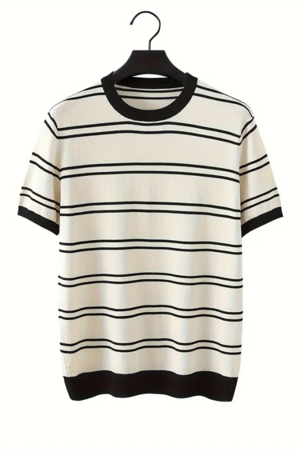 Tarz CoolT-shirtTRZ1802R01-3Erkek Çizgi Detaylı Slim Fit Bisiklet Yaka Triko T-Shirt