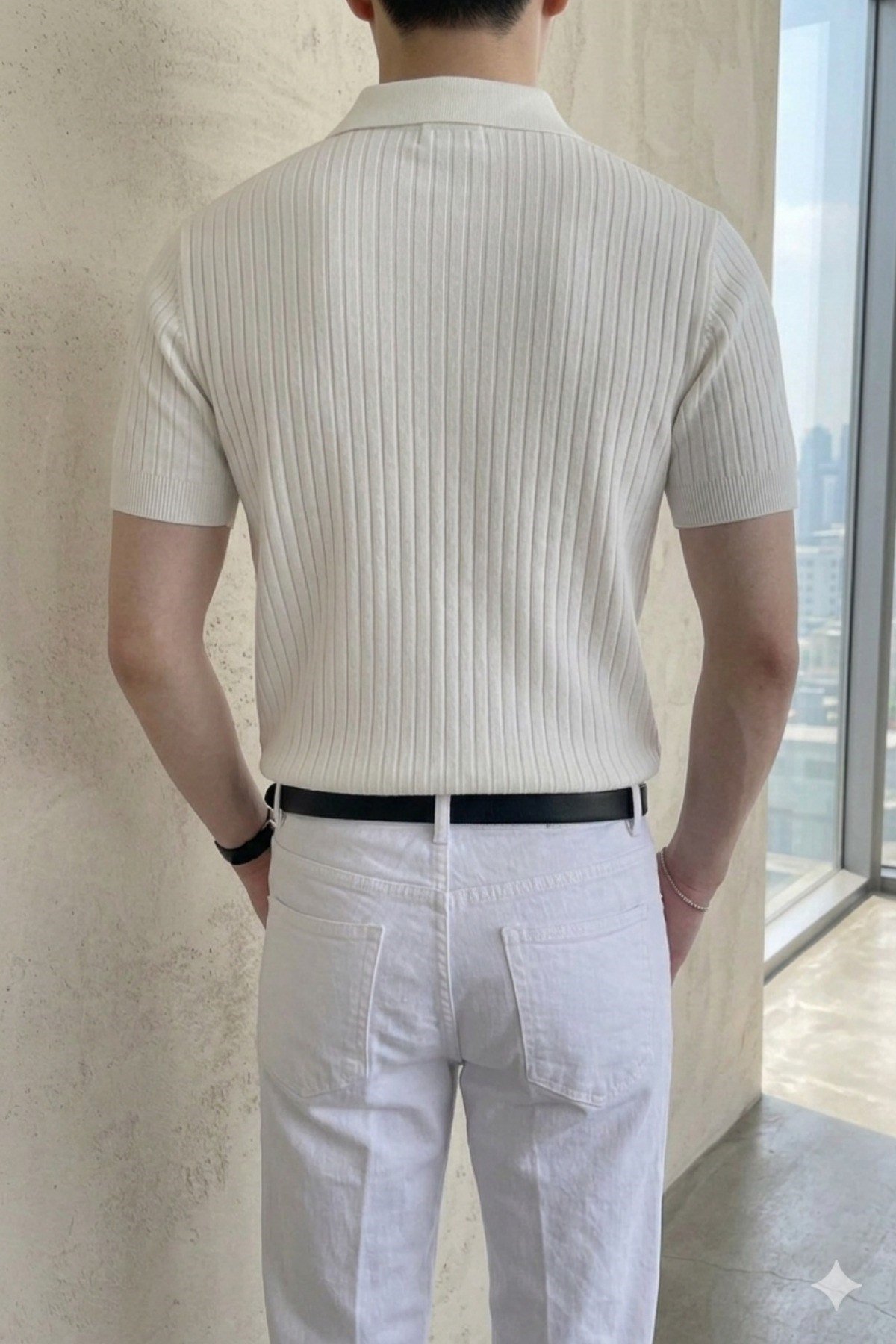 Tarz CoolT-shirtTRZ19070-KH-SErkek Düğmeli Fitilli Triko Polo Tişört Slim Fit