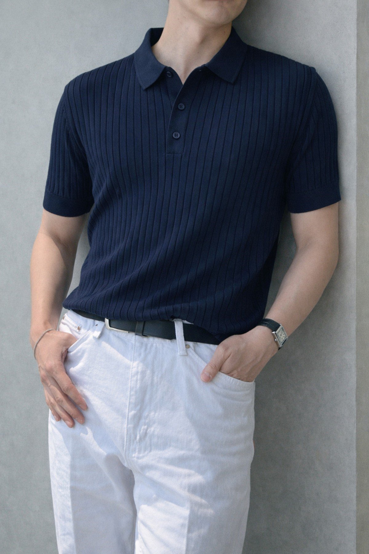 Tarz CoolT-shirtTRZ19070-KH-SErkek Düğmeli Fitilli Triko Polo Tişört Slim Fit