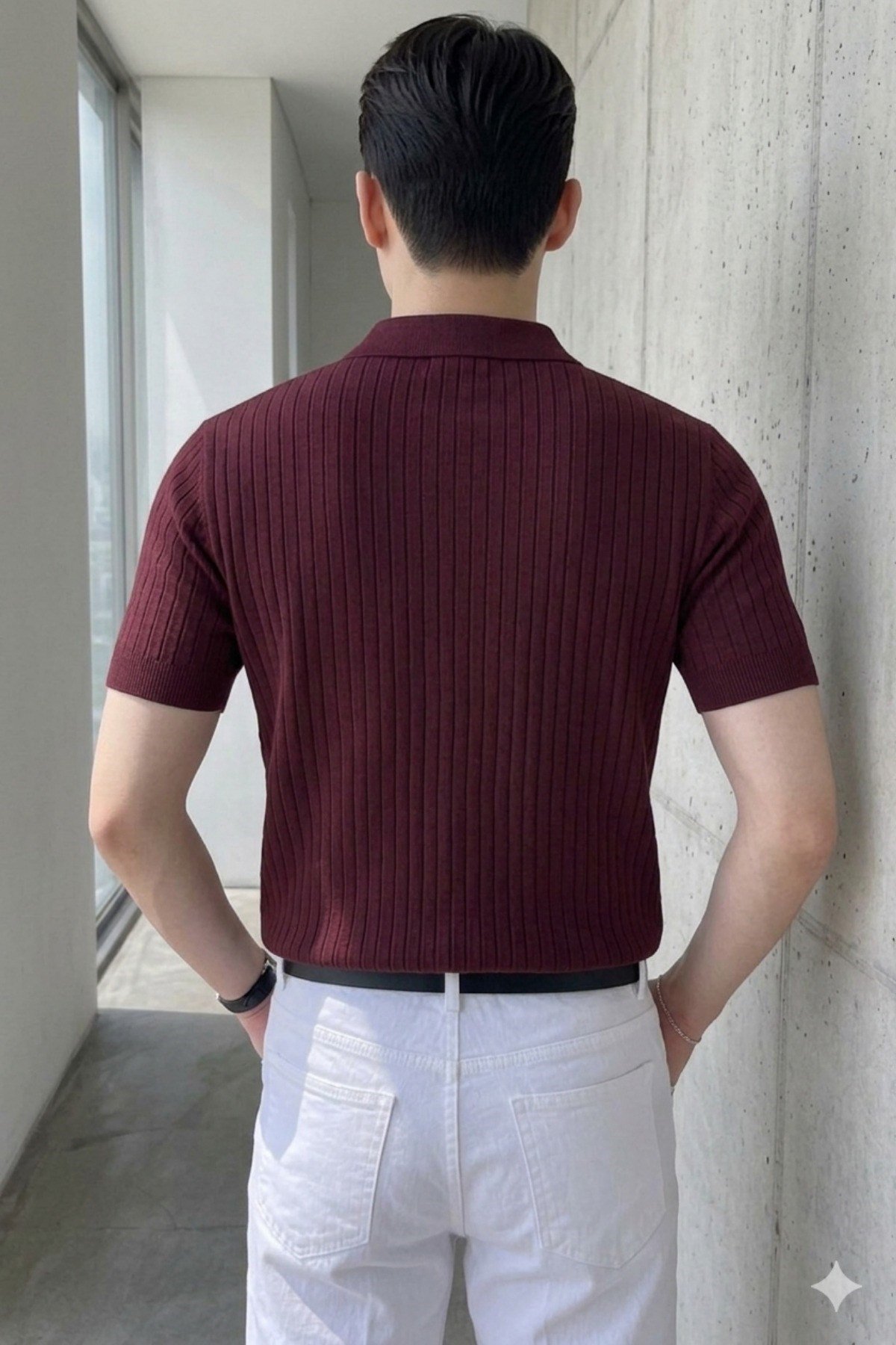 Tarz CoolT-shirtTRZ19070-KH-SErkek Düğmeli Fitilli Triko Polo Tişört Slim Fit