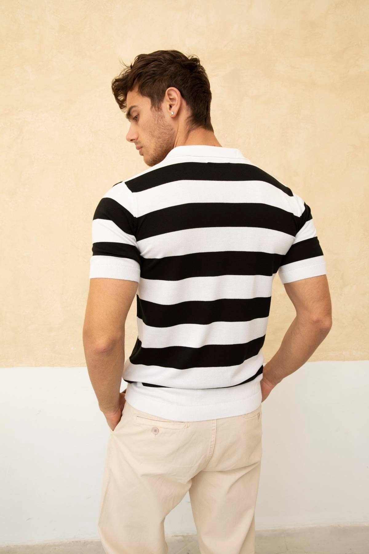 Tarz CoolT-shirtTRZ19120-M4-R107Renk Bloklu Polo Yaka Triko T-Shirt