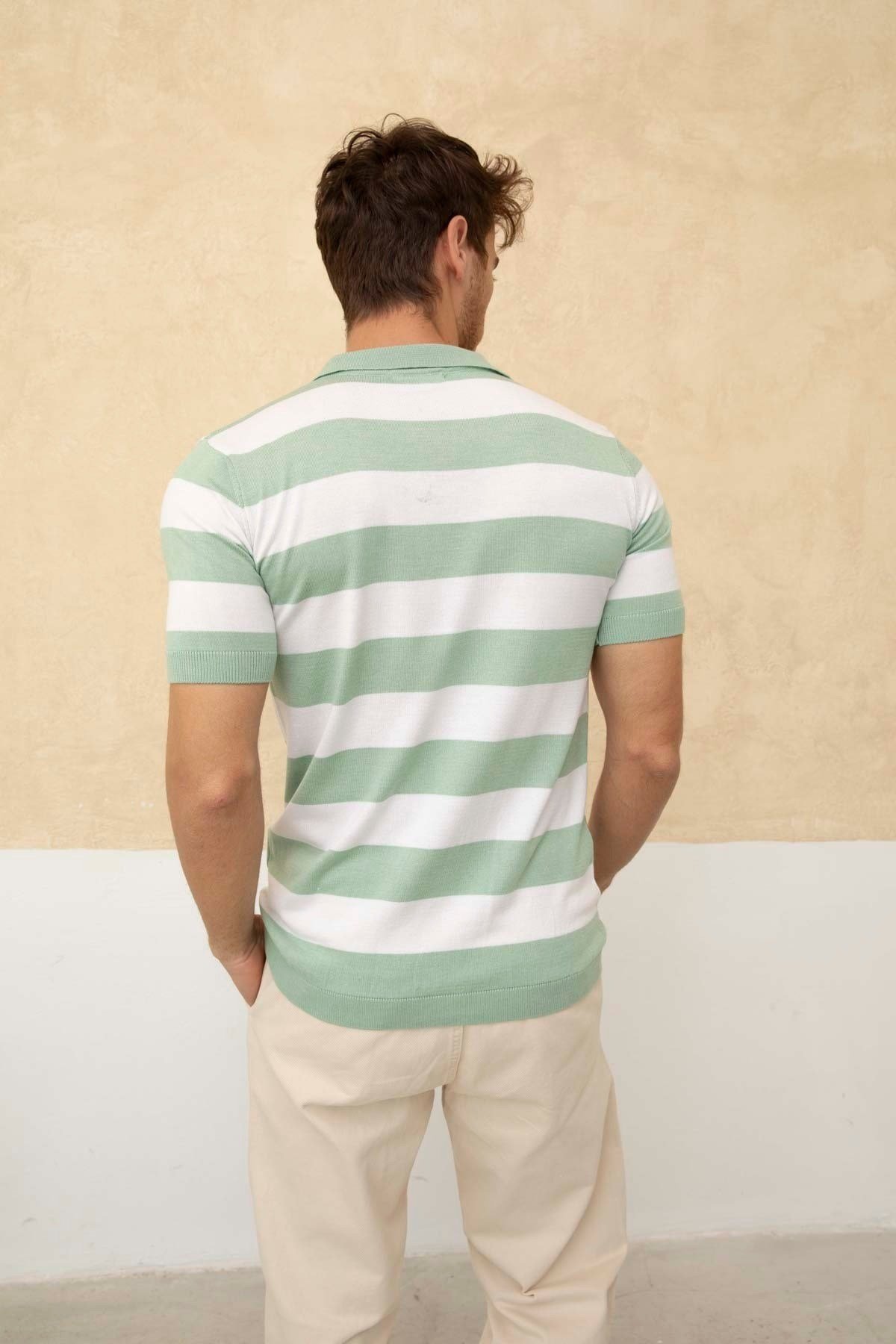 Tarz CoolT-shirtTRZ19120-M4-R107Renk Bloklu Polo Yaka Triko T-Shirt
