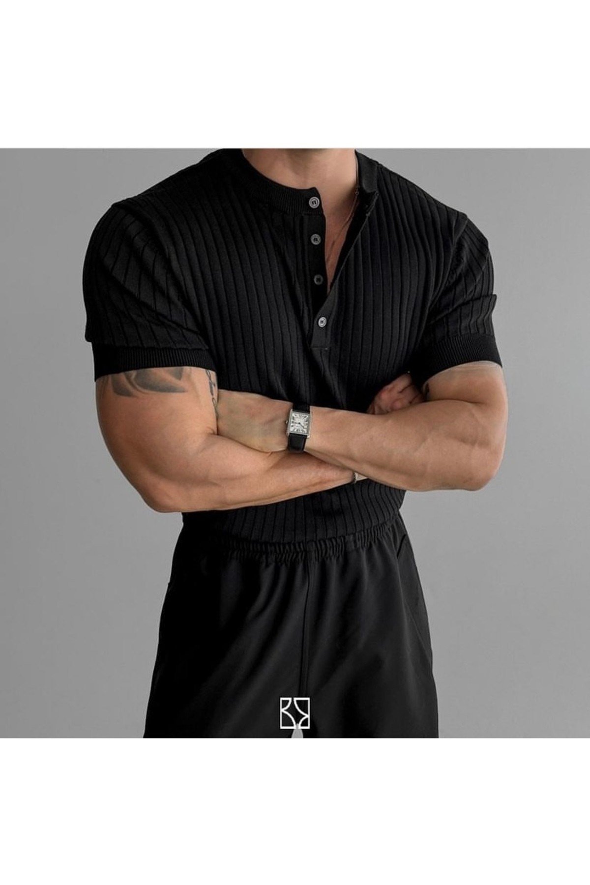 Tarz CoolT-shirtTRZ19150R01-3Erkek Hakim Yaka Düğmeli Triko T-Shirt