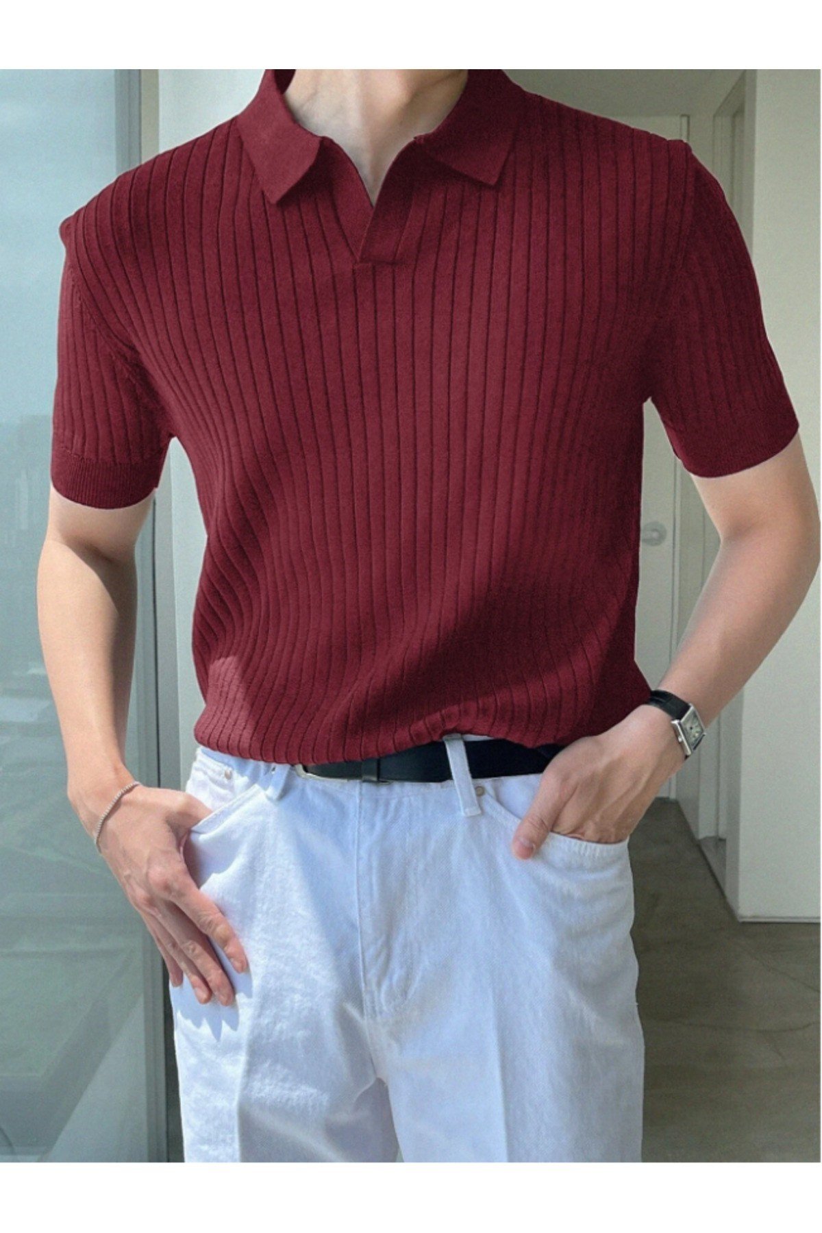 Tarz CoolT-shirtTRZ191699R45-3Erkek Fitilli Polo Yaka Triko T-Shirt