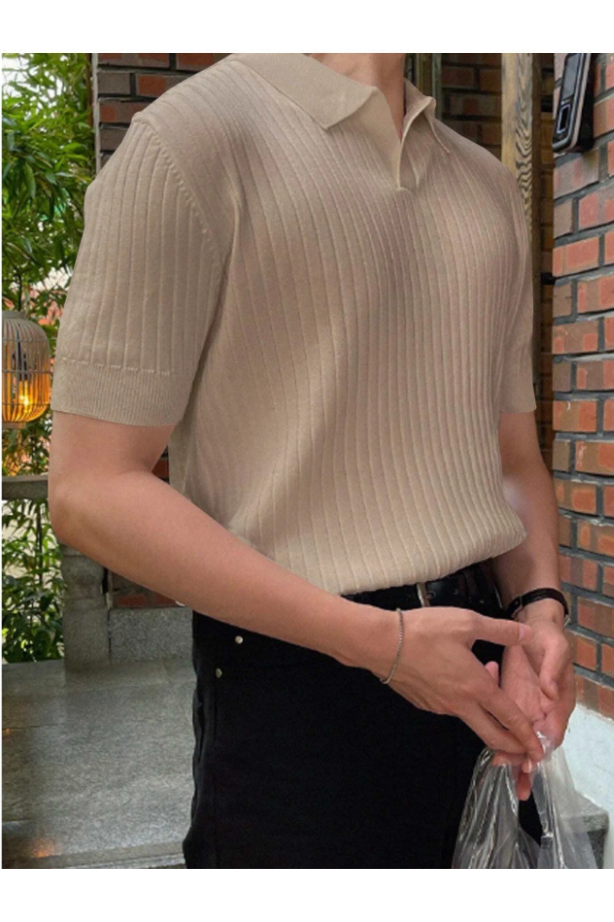 Tarz CoolT-shirtTRZ191699R45-3Erkek Fitilli Polo Yaka Triko T-Shirt