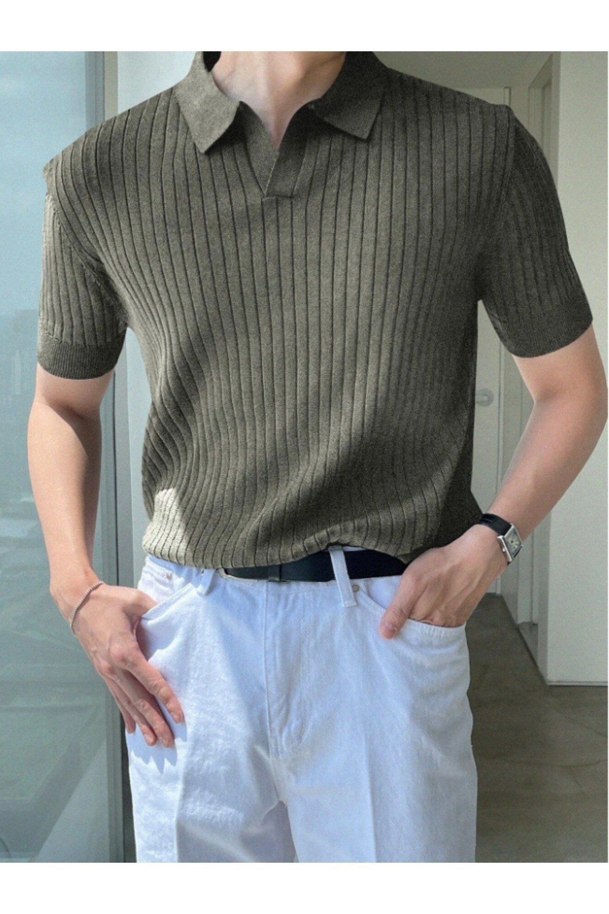 Tarz CoolT-shirtTRZ191699R45-3Erkek Fitilli Polo Yaka Triko T-Shirt