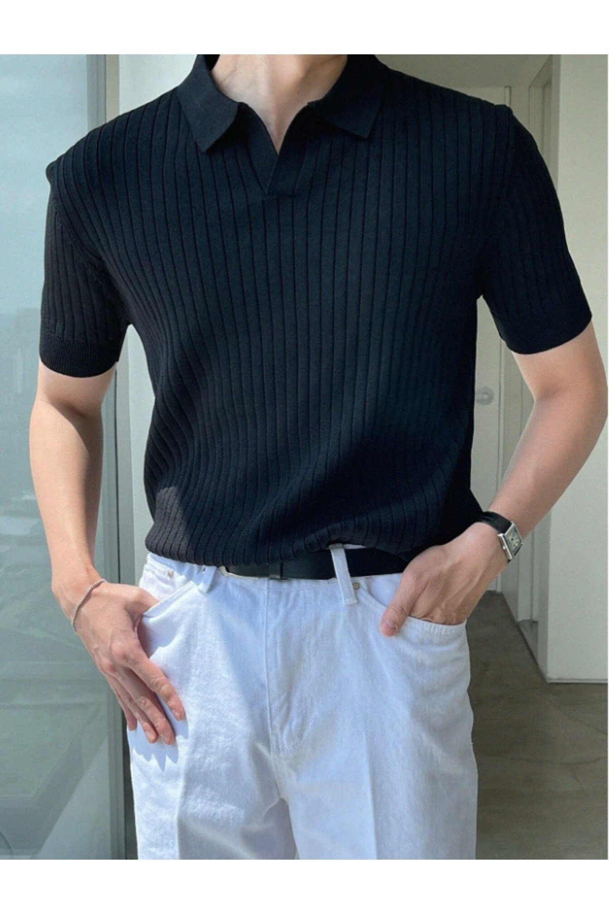 Tarz CoolT-shirtTRZ191699R45-3Erkek Fitilli Polo Yaka Triko T-Shirt