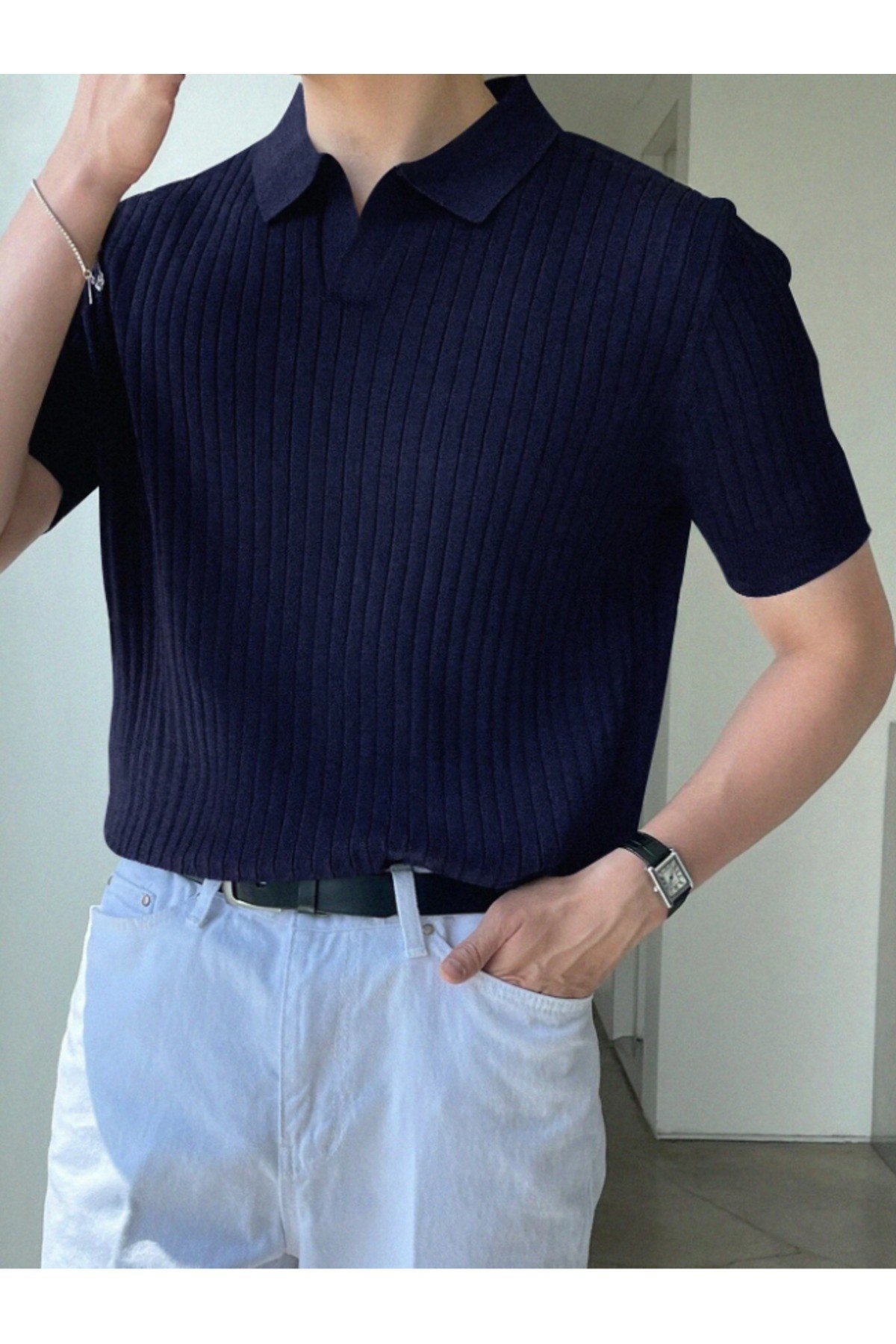 Tarz CoolT-shirtTRZ191699R45-3Erkek Fitilli Polo Yaka Triko T-Shirt