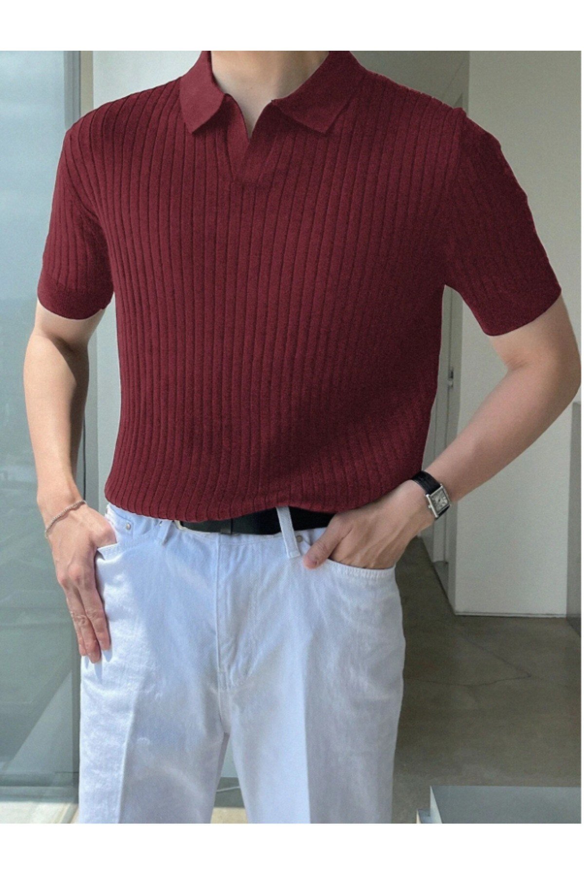 Tarz CoolT-shirtTRZ191699R45-3Erkek Fitilli Polo Yaka Triko T-Shirt