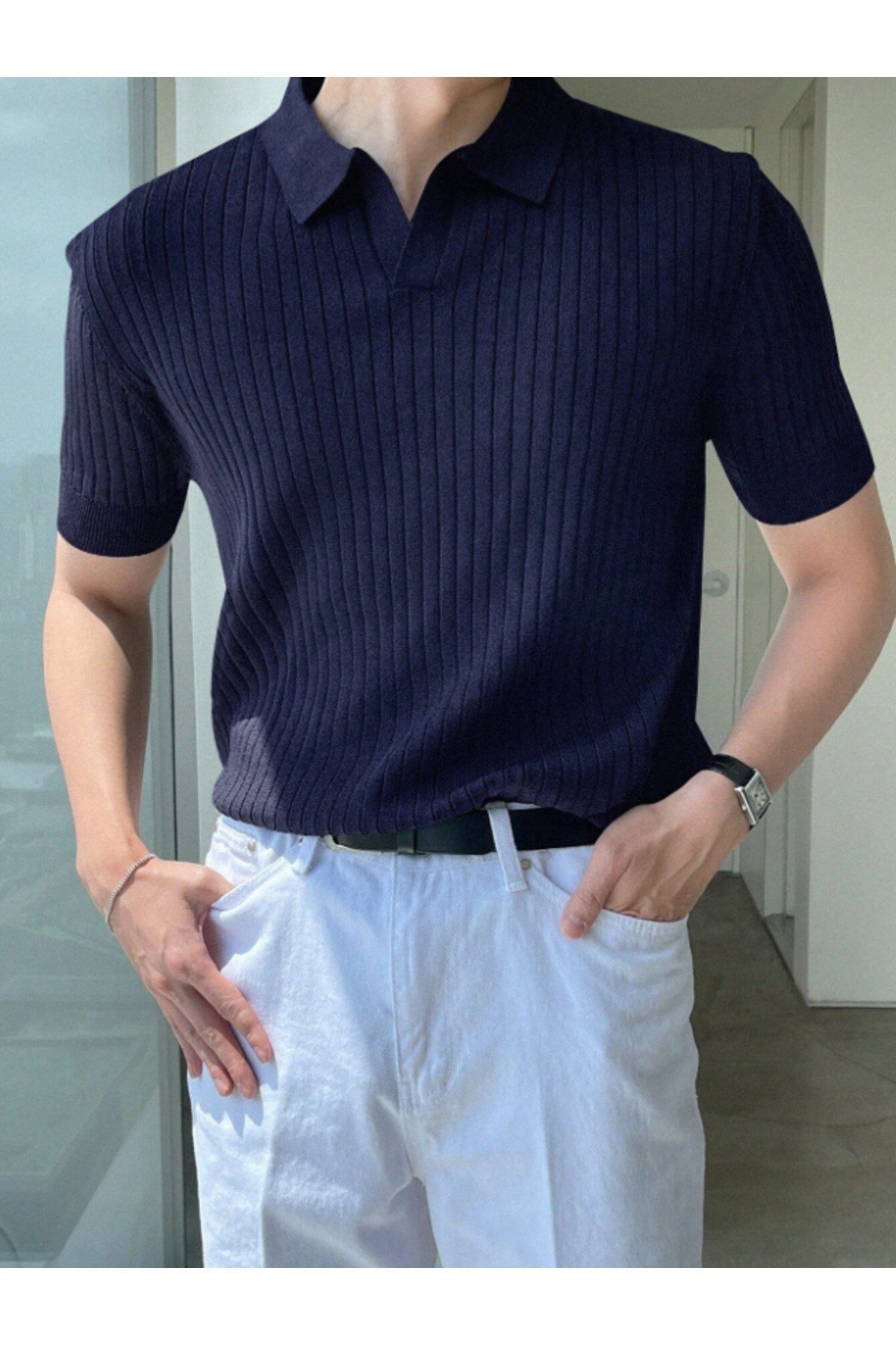 Tarz CoolT-shirtTRZ191699R45-3Erkek Fitilli Polo Yaka Triko T-Shirt