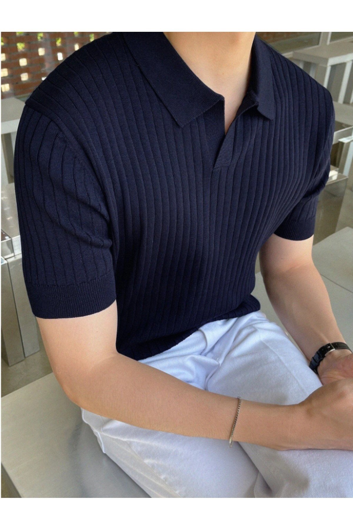 Tarz CoolT-shirtTRZ191699R45-3Erkek Fitilli Polo Yaka Triko T-Shirt