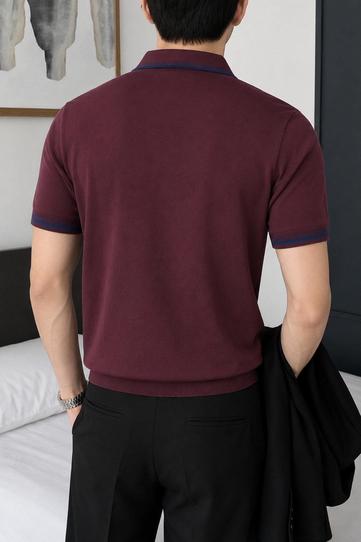 Tarz CoolT-shirtTRZ20277-Beyaz-MErkek Fermuar Yaka Triko Polo Tişört – Slim Fit Pamuklu Yazlık Triko