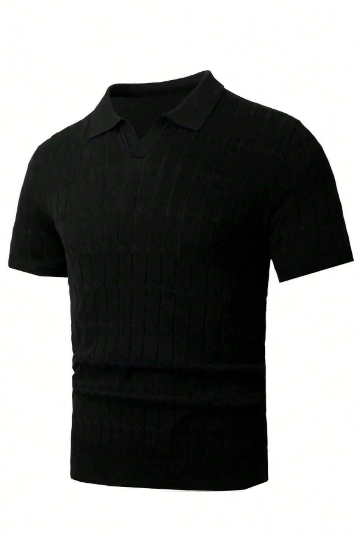 Tarz CoolT-shirtTRZ25001R04-2Erkek Taş İnce Saç Örgülü Slim Fit Polo Yaka Triko T-Shirt