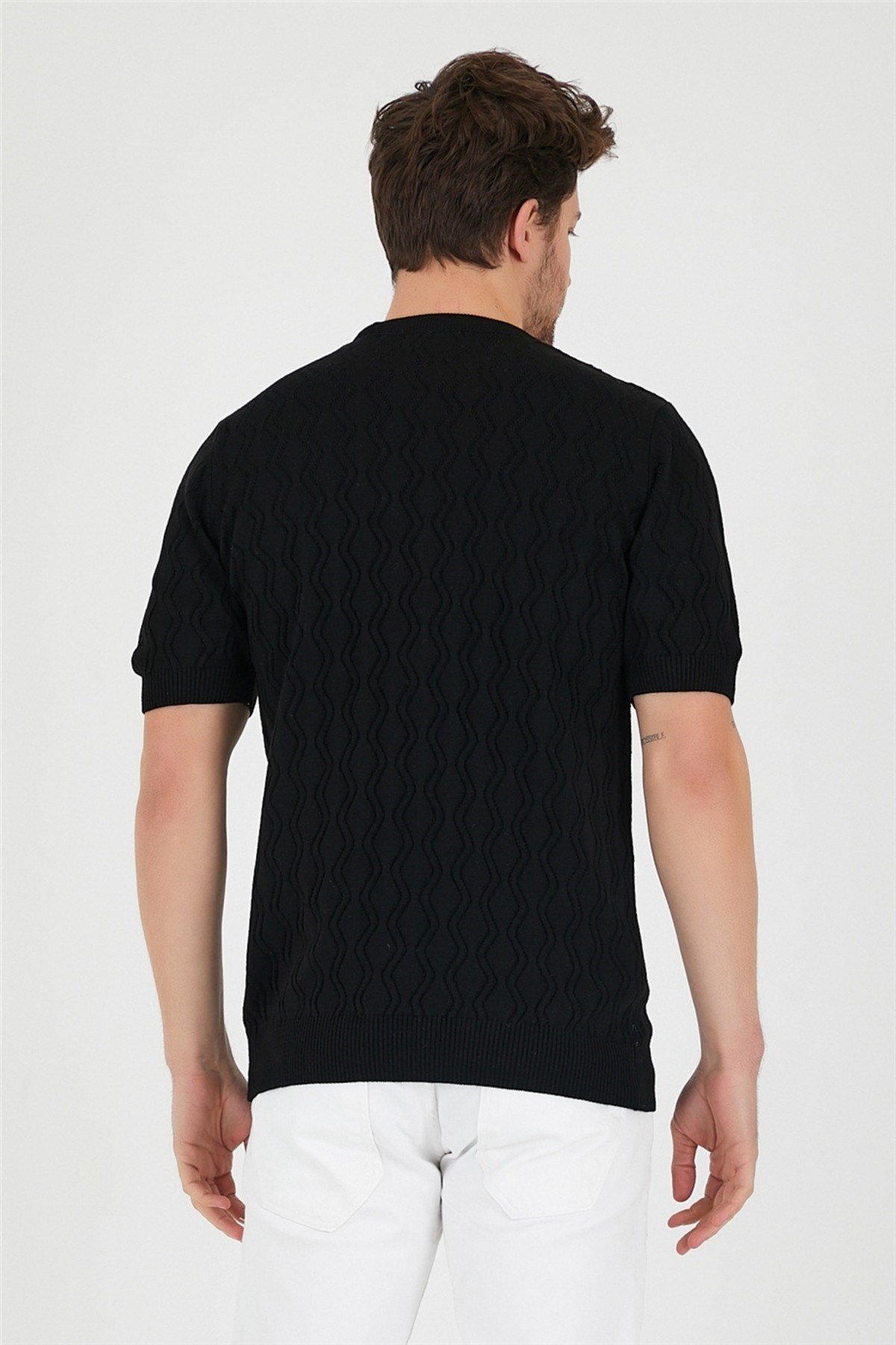 Tarz CoolT-shirtTRZ2525252525-M4-R9Erkek Yuvarlak Yaka Desenli Örme T-shirt