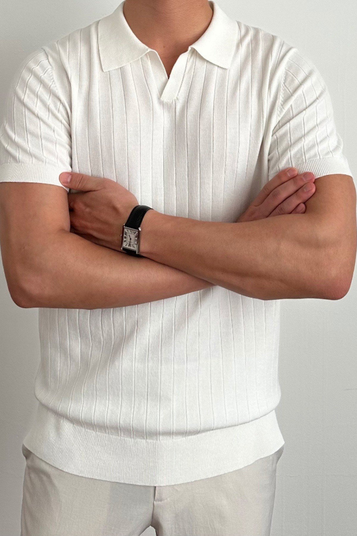 Tarz CoolT-shirtTRZ29169R01Erkek Slim Fit Fitilli Polo Yaka Triko T-Shirt