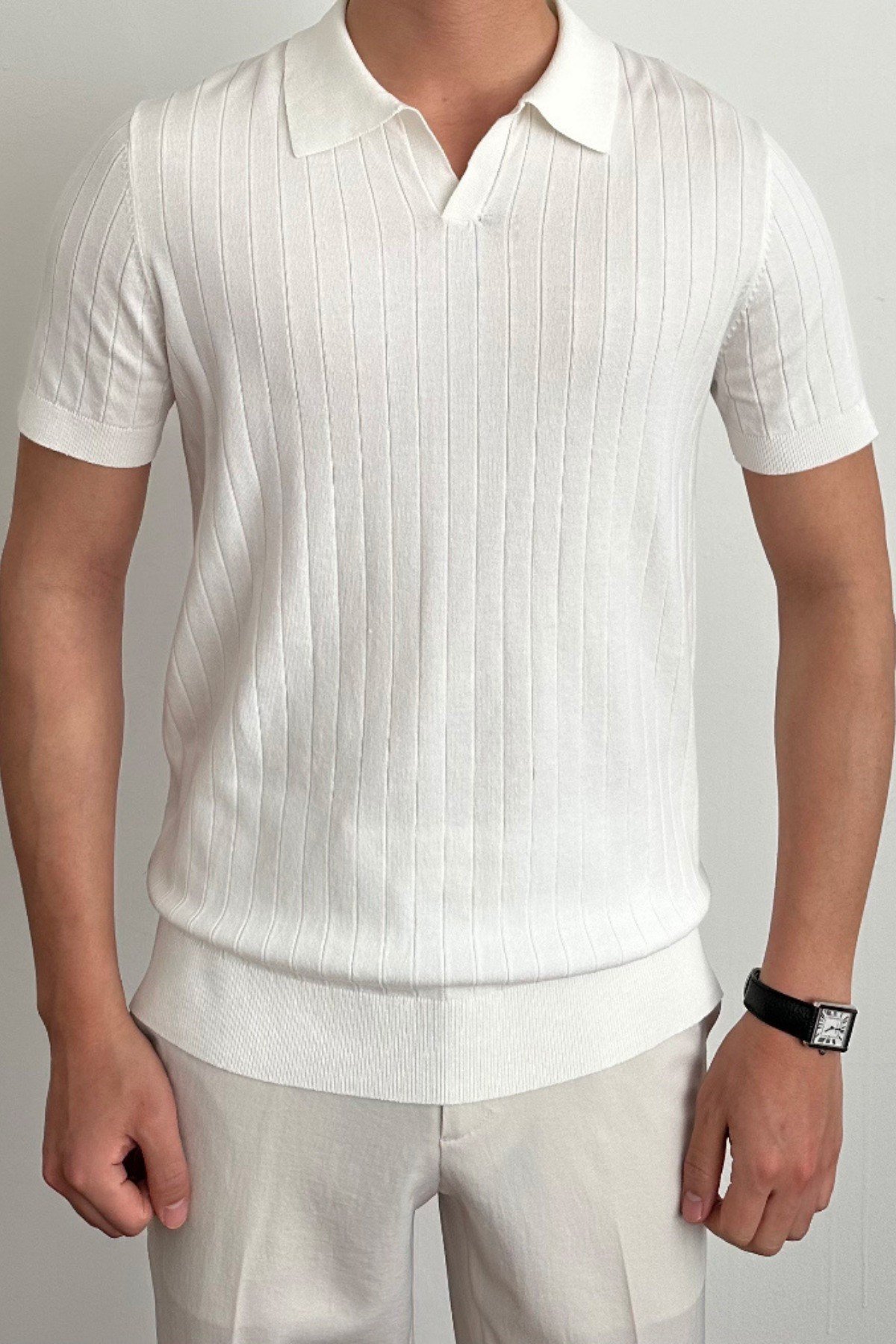 Tarz CoolT-shirtTRZ29169R01Erkek Slim Fit Fitilli Polo Yaka Triko T-Shirt