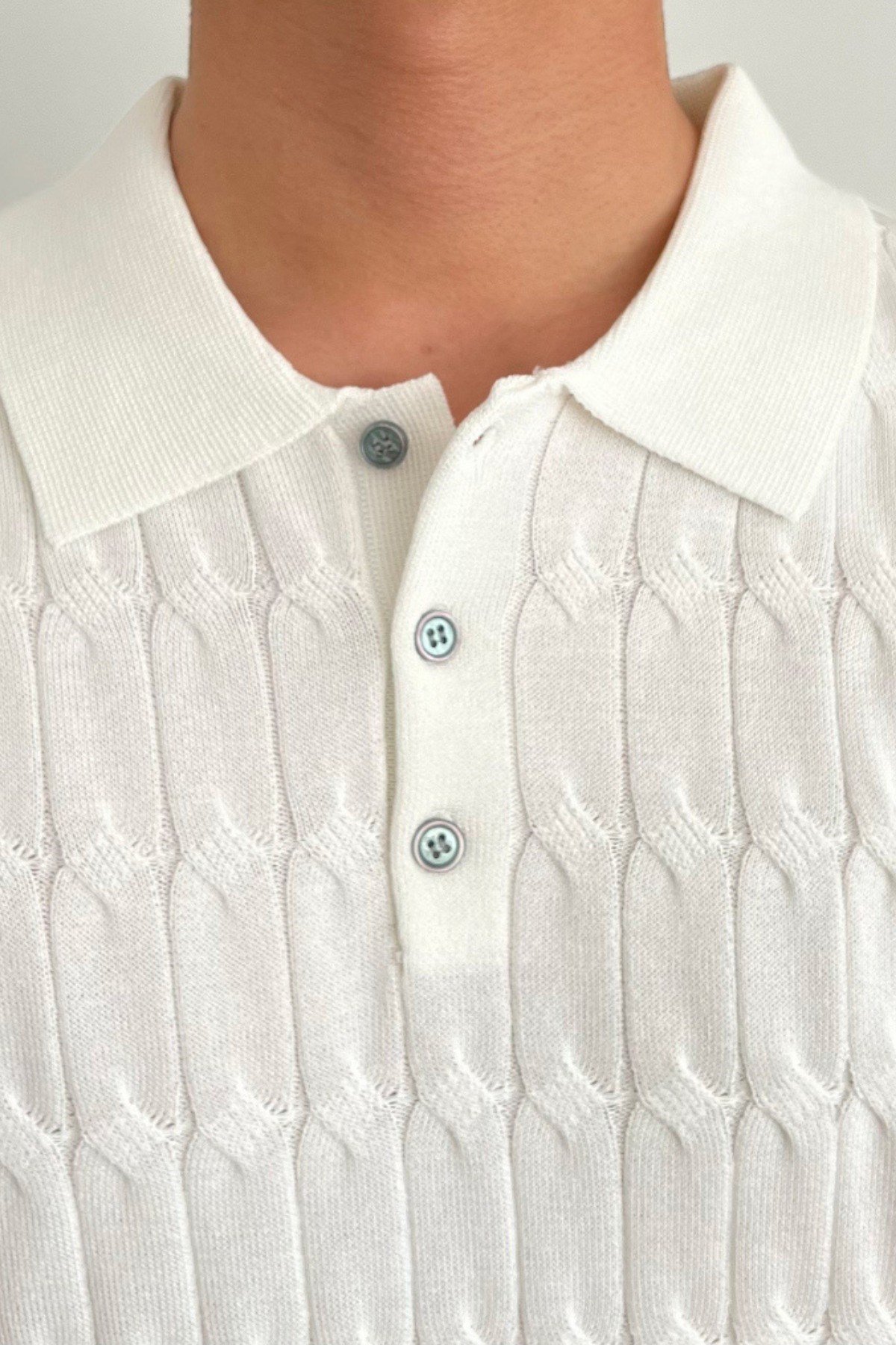 Tarz CoolT-shirtTRZ3004R02-1Erkek İnce Saç Örgülü Düğmeli Slim Fit Polo Yaka Triko T-Shirt