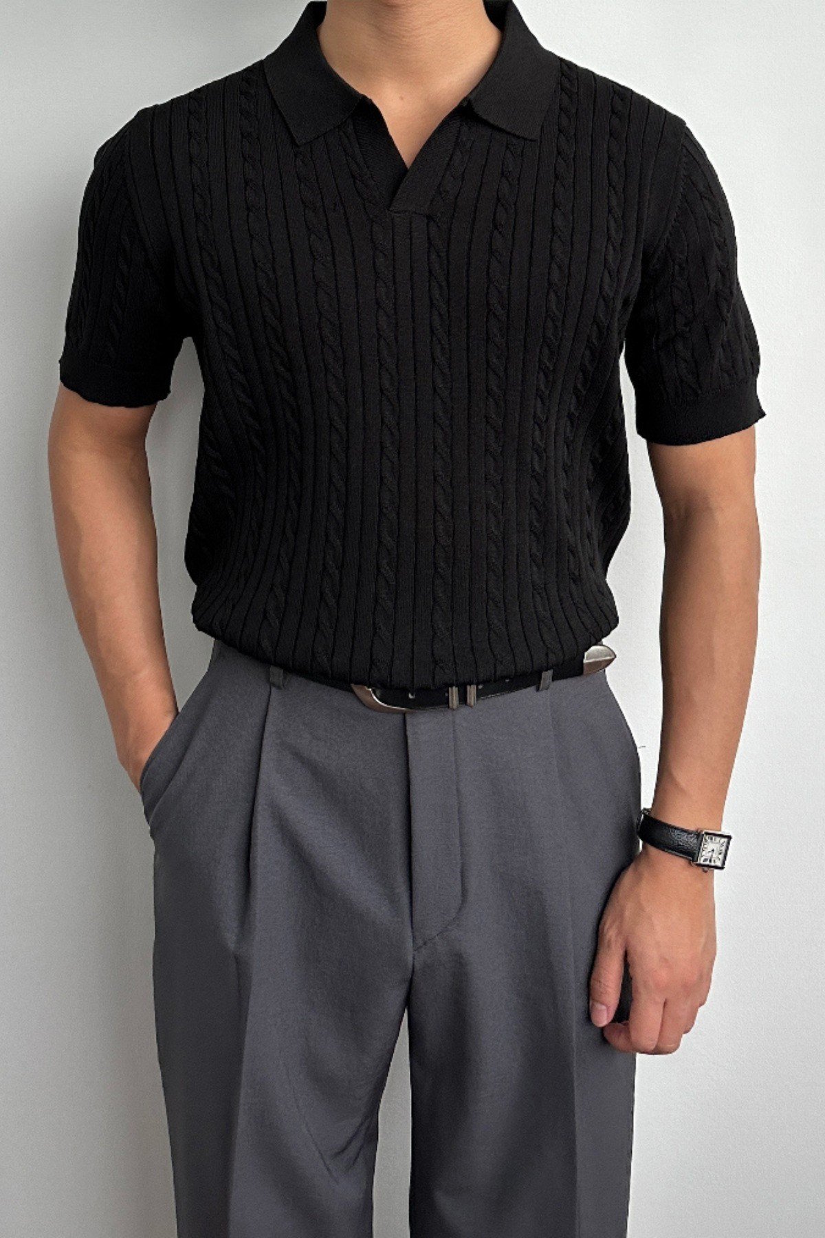 Tarz CoolT-shirtTRZ30125R02Erkek Fitilli Polo Yaka Triko T-Shirt