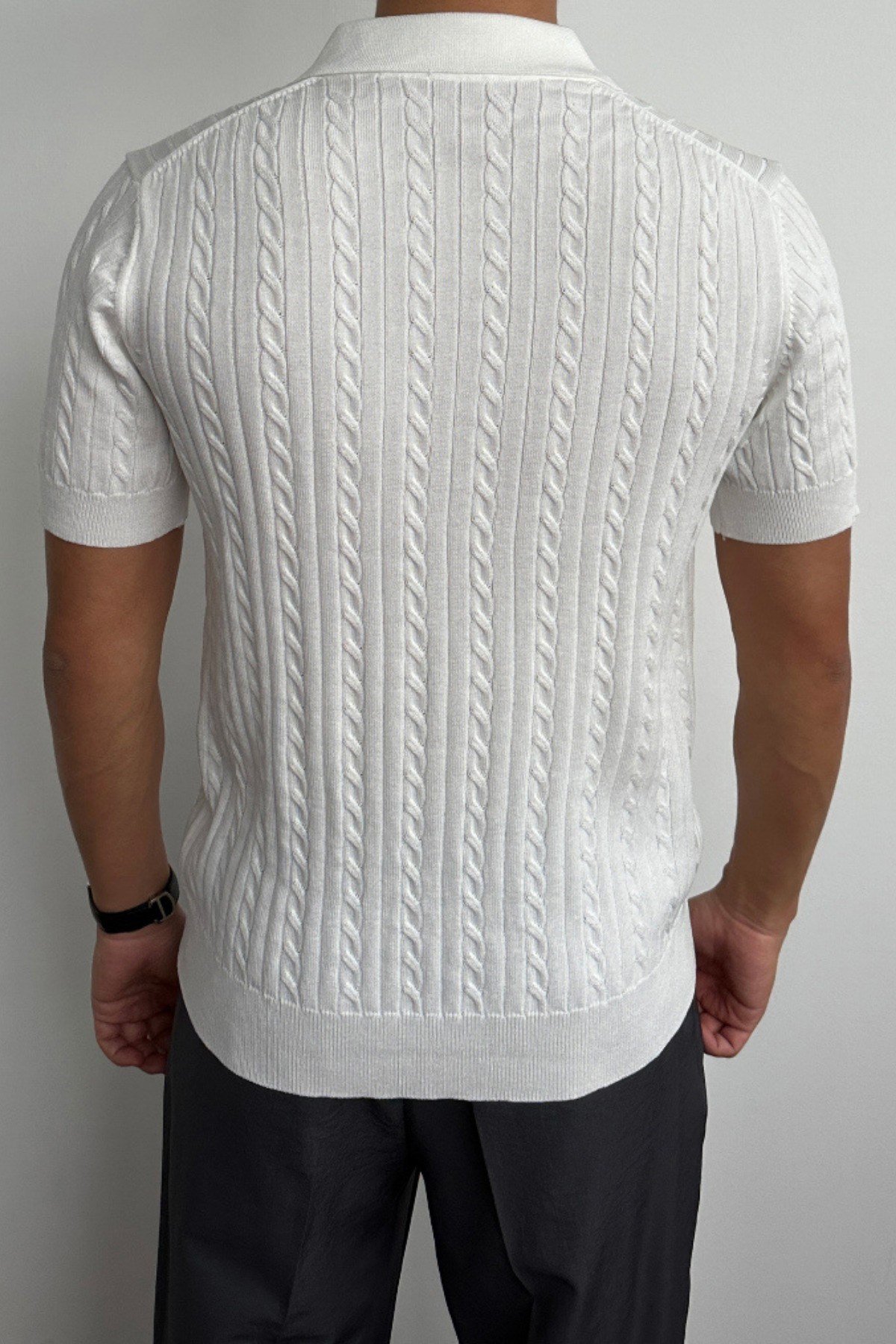 Tarz CoolT-shirtTRZ30125R02Erkek Fitilli Polo Yaka Triko T-Shirt