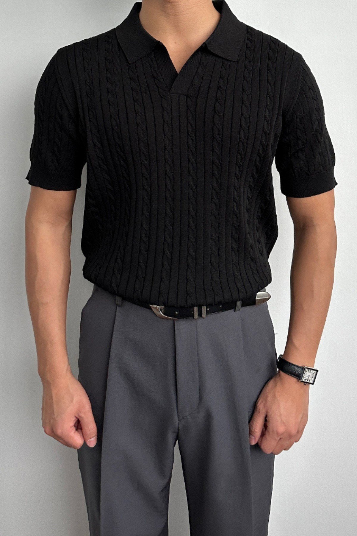 Tarz CoolT-shirtTRZ30125R02Erkek Fitilli Polo Yaka Triko T-Shirt