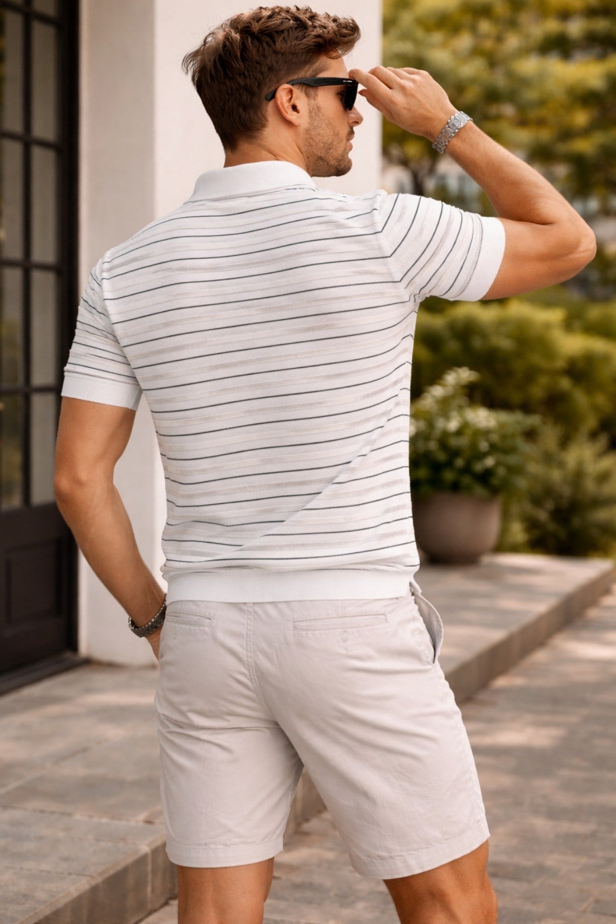 Tarz CoolT-shirtTRZ45025-BY-XLErkek Çizgili Triko Slim Fit Polo Yaka T-Shirt