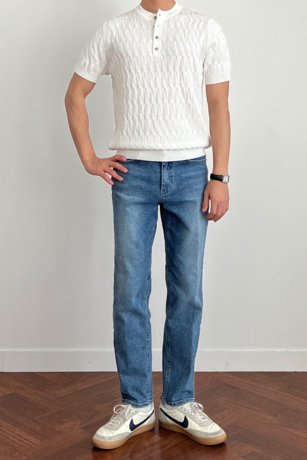 Tarz CoolT-shirtTRZ842205R04Erkek Hakim Yaka Düğmeli Slim Fit Triko T-Shirt