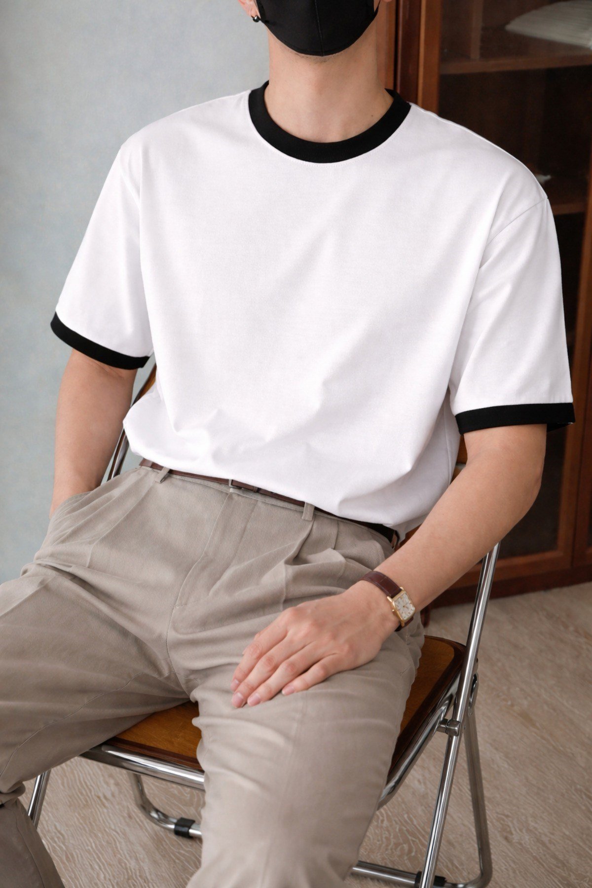 Tarz CoolT-shirtTS-BSC-CONTRAST-BY-SErkek Kontrast Yaka Basic Tişört – Modern ve Şık T-Shirt