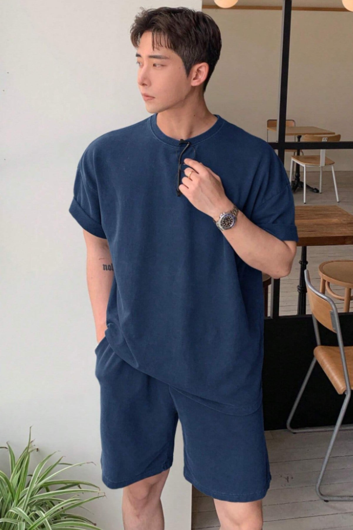 Tarz CoolT-shirtTSHRT-SRT-001-SY-XLErkek Oversize T-Shirt Şort Takım Rahat Yazlık Kombin