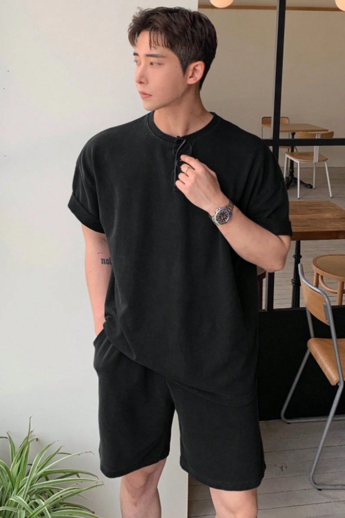 Tarz CoolT-shirtTSHRT-SRT-001-SY-XLErkek Oversize T-Shirt Şort Takım Rahat Yazlık Kombin