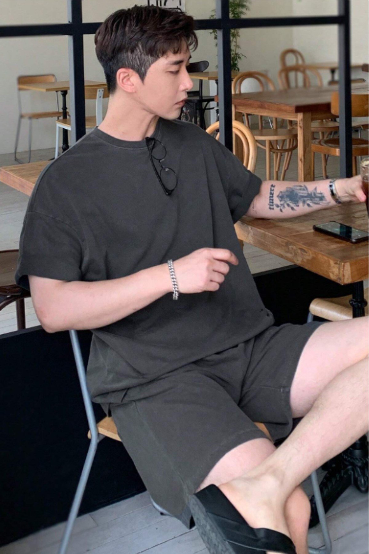 Tarz CoolT-shirtTSHRT-SRT-001-SY-XLErkek Oversize T-Shirt Şort Takım Rahat Yazlık Kombin