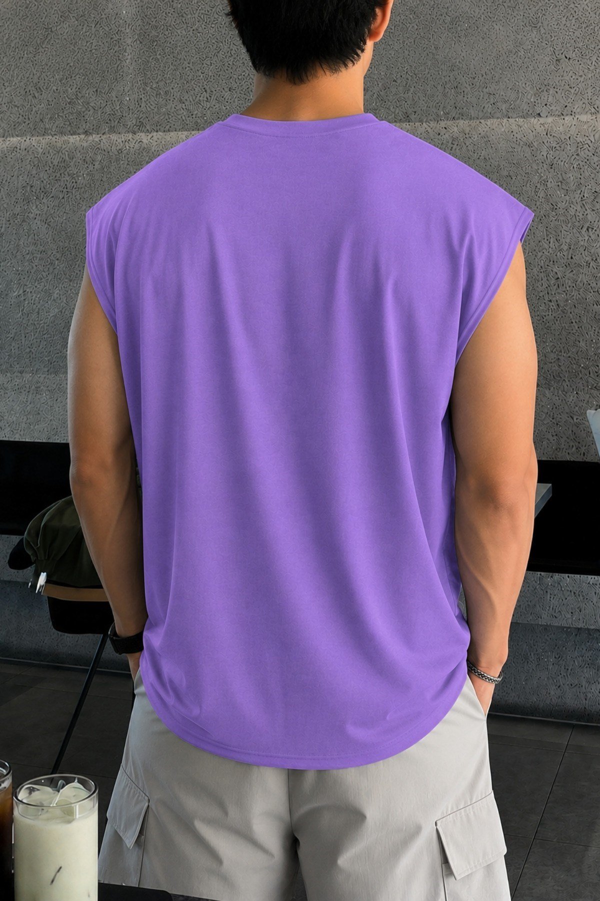 Tarz CoolT-shirtTZC-KLS-001-Siyah-XLErkek Oversize Kolsuz Tişört %100 Pamuk Süprem Basic Bisiklet Yaka