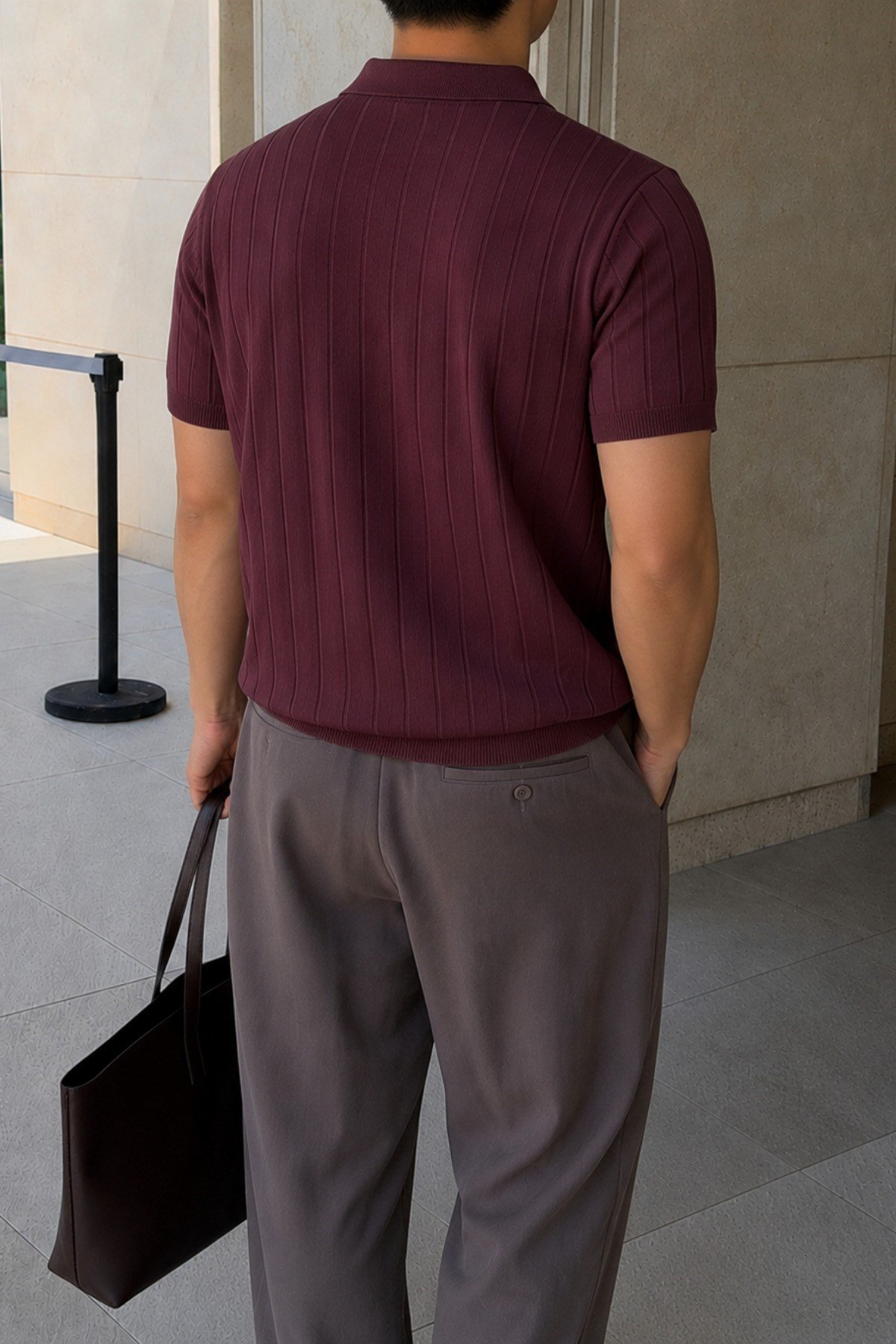 Tarz CoolT-shirtTZP-2506-Siyah-SErkek Çizgili Triko Polo Yaka Tişört – Slim Fit Premium Pamuklu Yazlık Polo